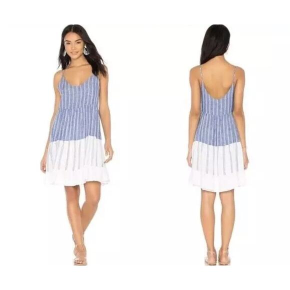 Rails Mattie Mixed Blue Dress Stripe Linen Blend SIZE XS Womens Boho White - Picture 1 of 11
